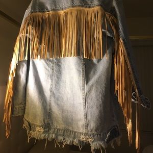 Missguided Jean Jacket with gold fringe